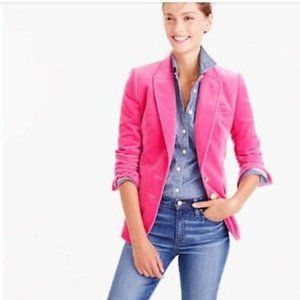 JCREW Velvet Blazer Jacket Pink Gold Button Petite